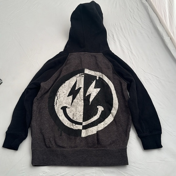 Pixie Lane gray and black graphic back full zip hoodie - Picture 3 of 6
